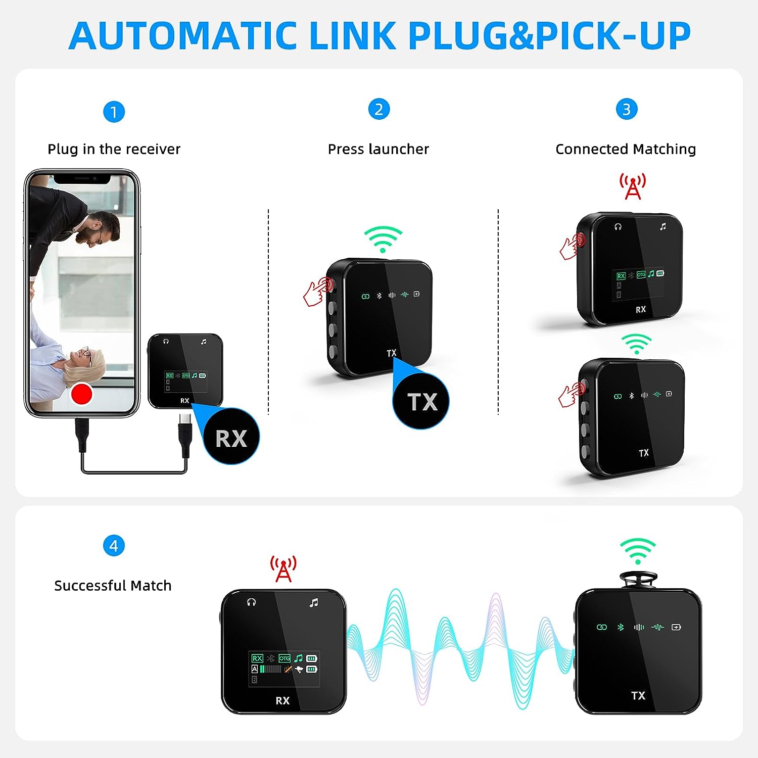 M32S Wireless Dual Lavalier Microphone with Display Screen, Outdoor Noise Reduction Bluetooth Accompaniment